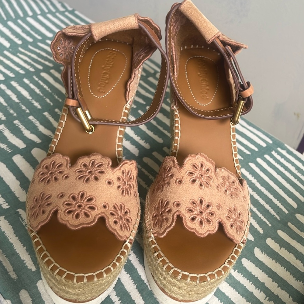 See By Chloe Glyn Wedges - Cipria and Natural Calf - Size EU 40
